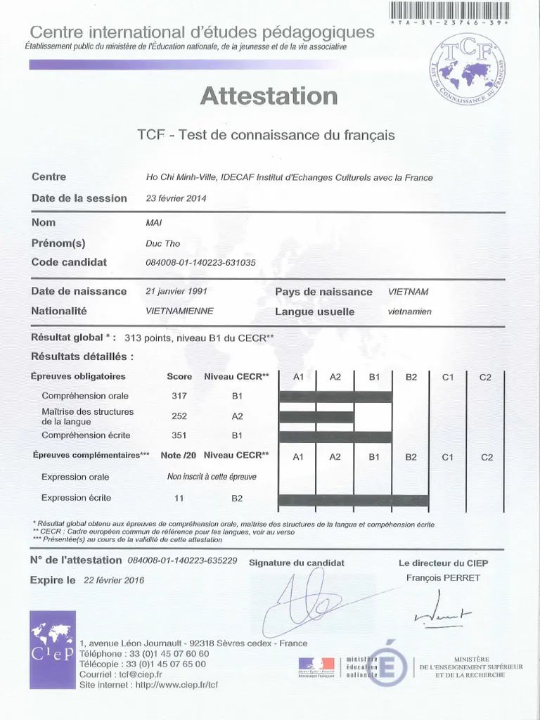 buy TCF certificate online 